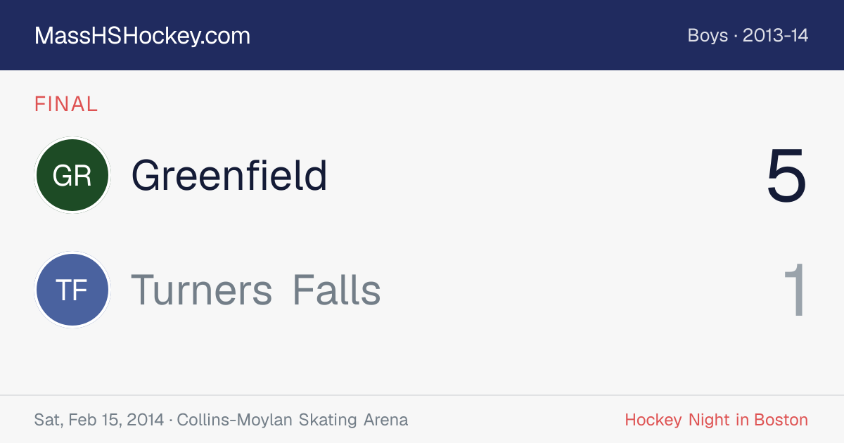 Greenfield at Turners Falls score card