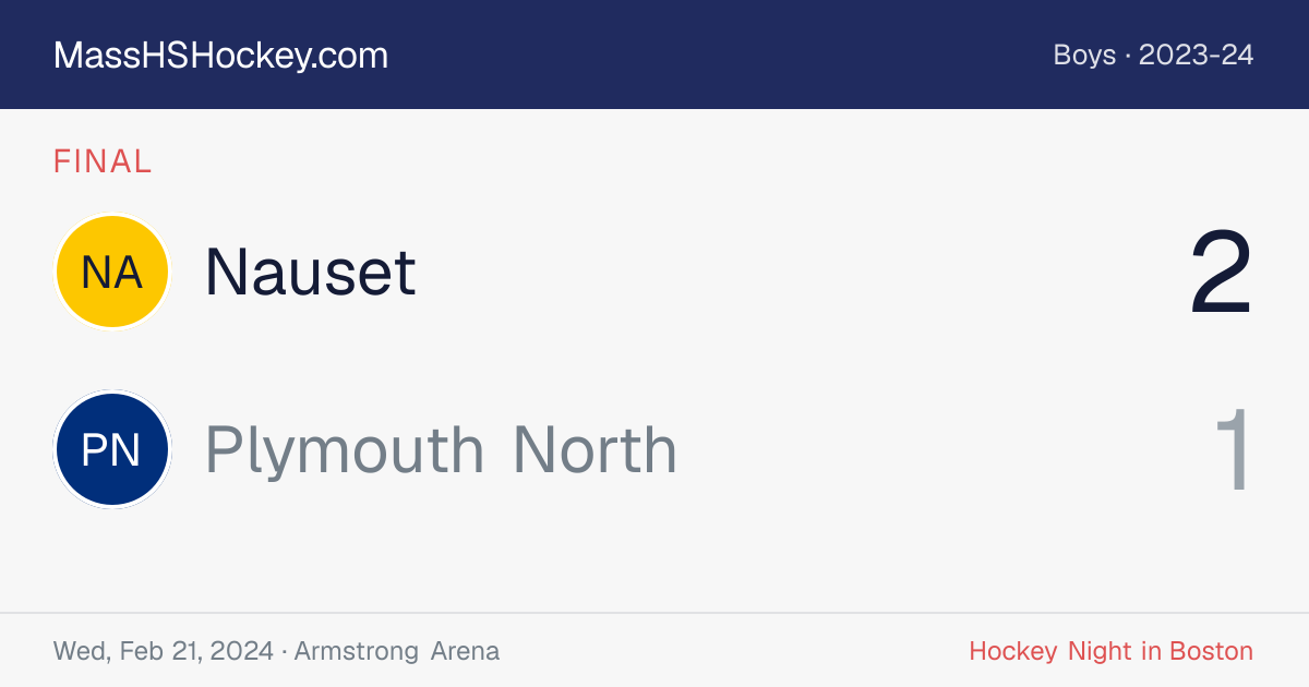 Nauset at Plymouth North score card