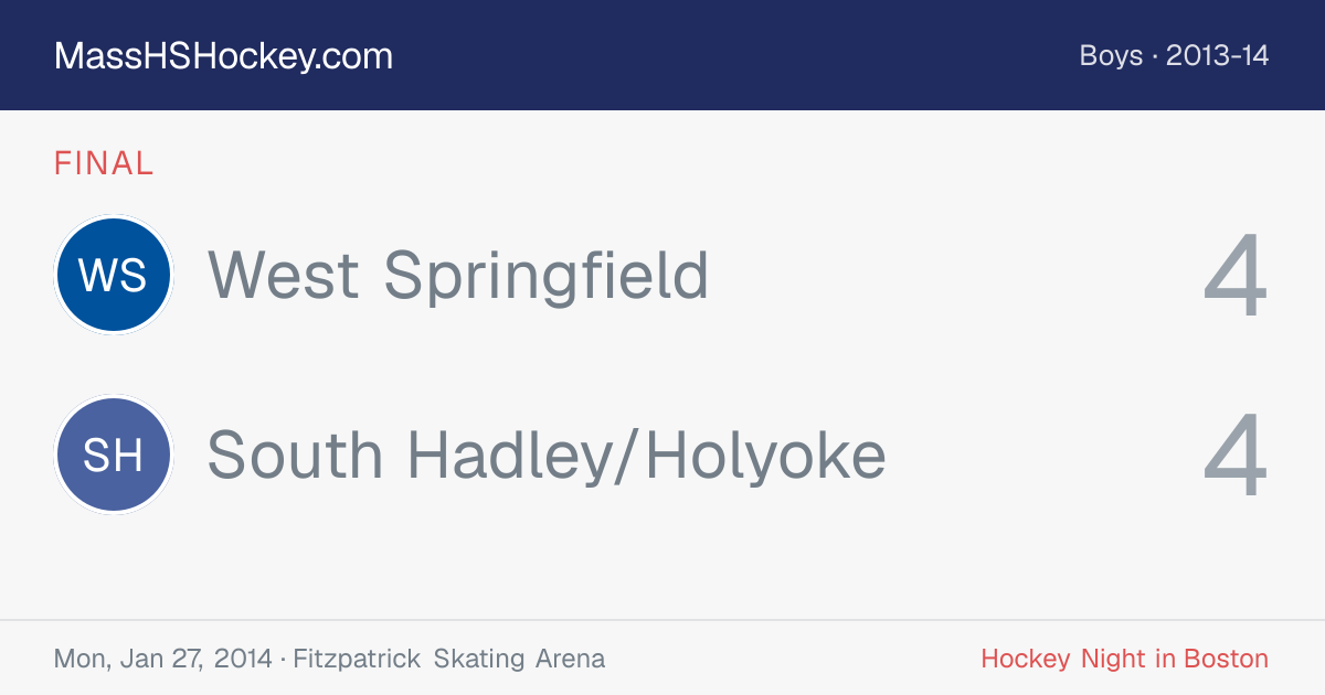 West Springfield at South Hadley/Holyoke score card