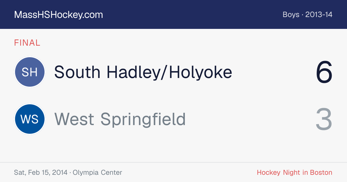 South Hadley/Holyoke at West Springfield score card
