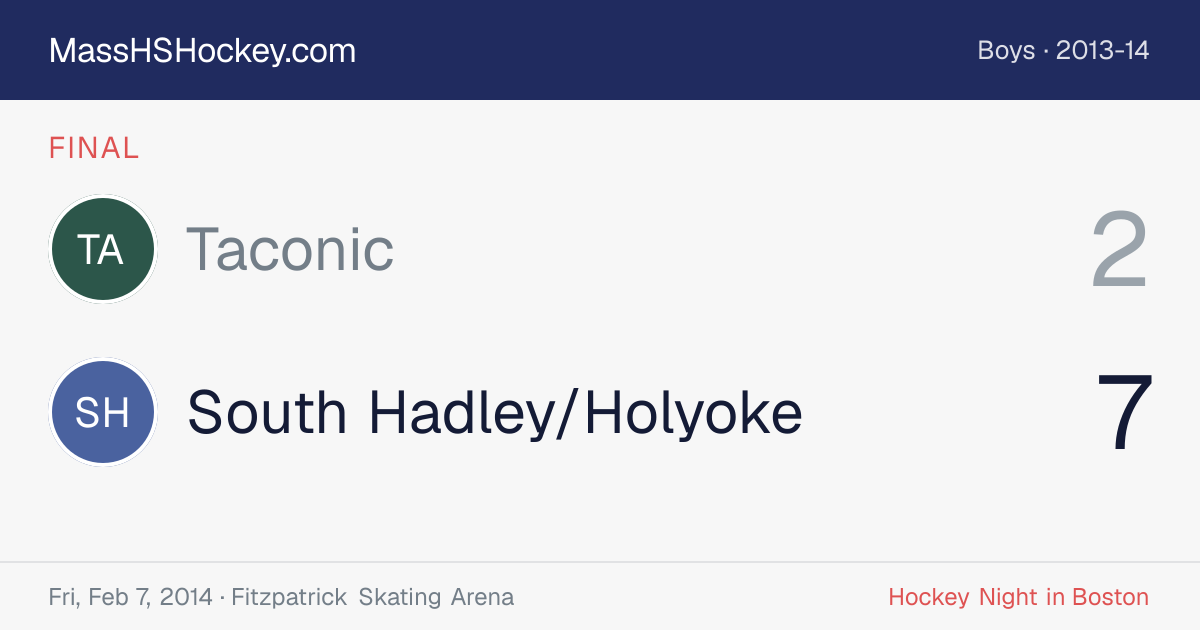 Taconic at South Hadley/Holyoke score card