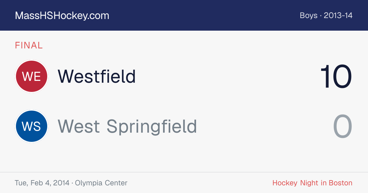 Westfield at West Springfield score card