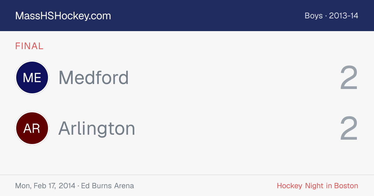 Medford at Arlington score card