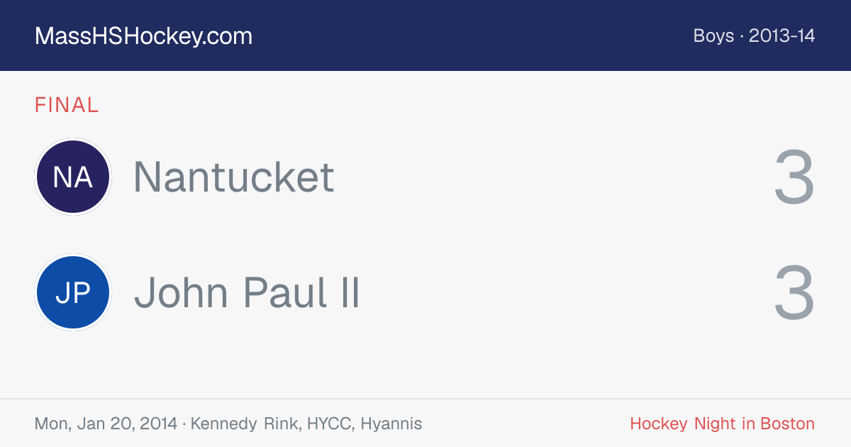 Nantucket at John Paul II score card