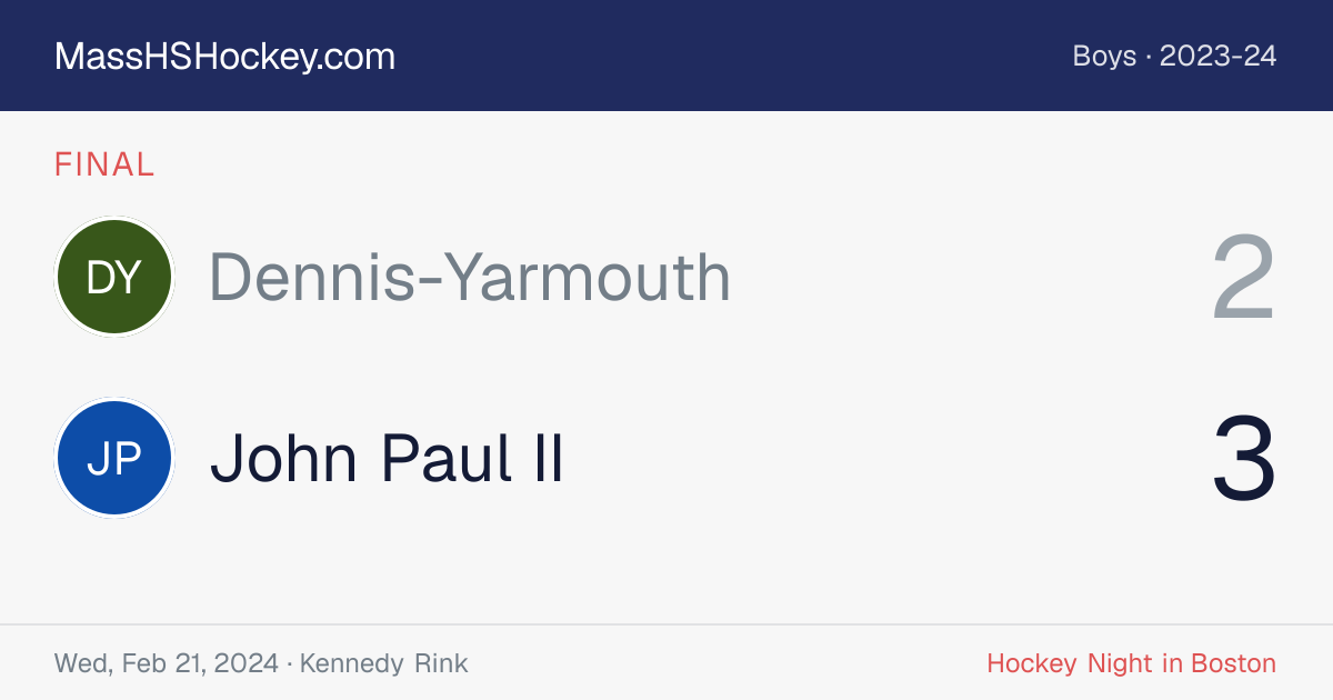 Dennis-Yarmouth at John Paul II score card
