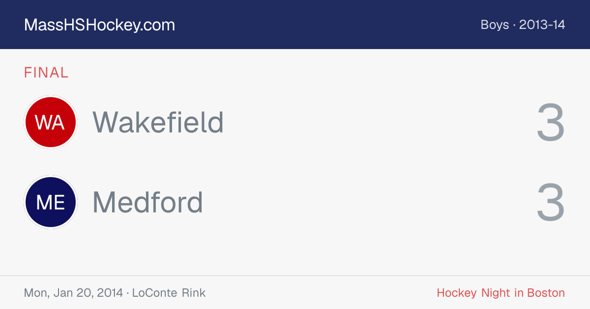 Wakefield at Medford score card