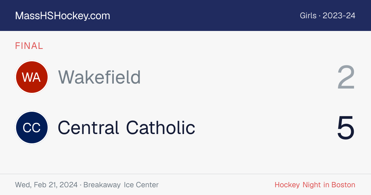 Wakefield at Central Catholic score card