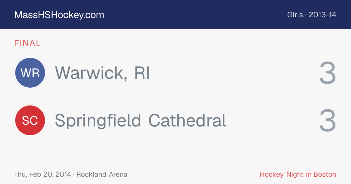 Warwick, RI at Springfield Cathedral score card