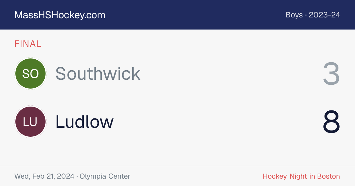 Southwick at Ludlow score card