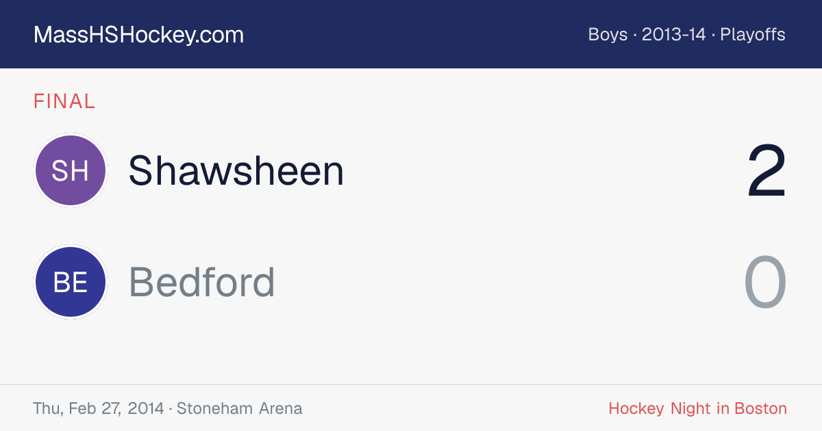 Shawsheen at Bedford score card