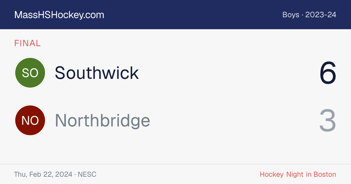 Southwick at Northbridge score card
