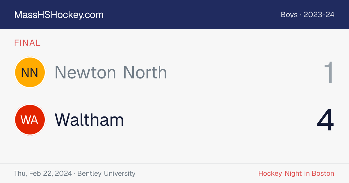 Newton North at Waltham score card