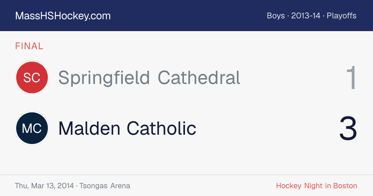 Springfield Cathedral at Malden Catholic score card