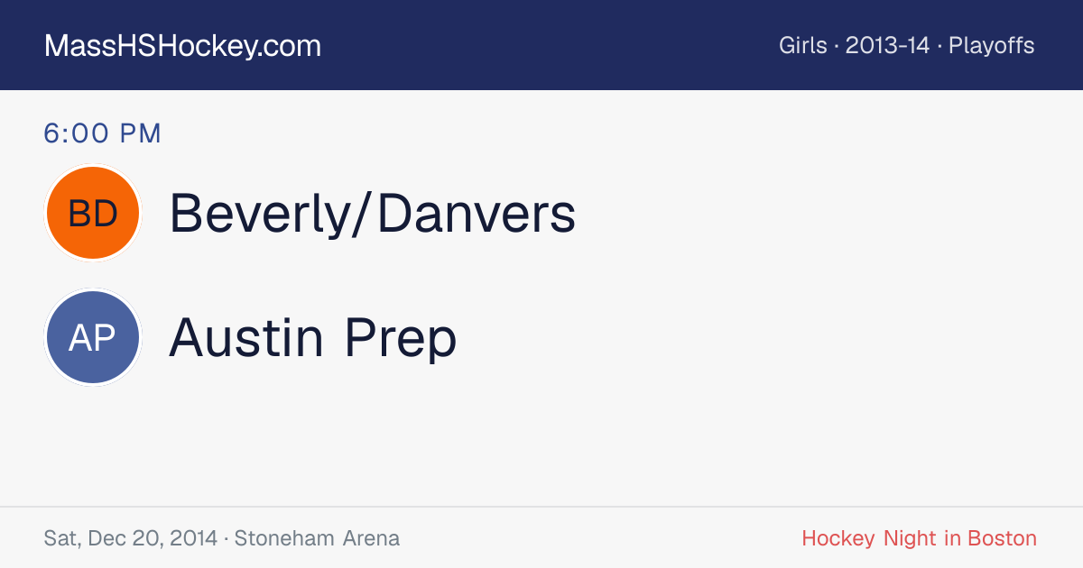 Beverly/Danvers at Austin Prep score card