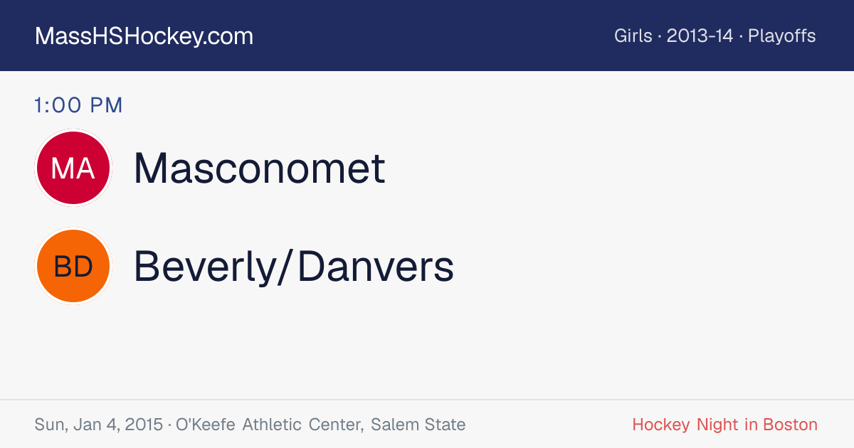 Masconomet at Beverly/Danvers score card