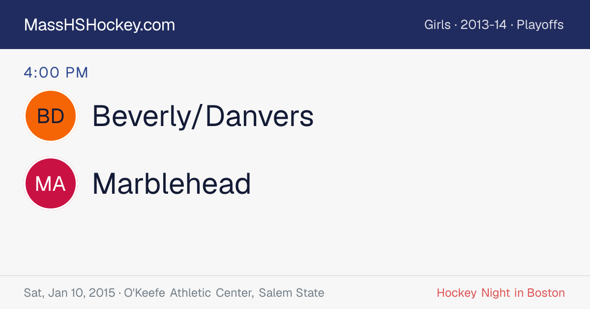 Beverly/Danvers at Marblehead score card