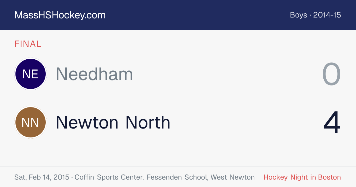 Needham at Newton North score card