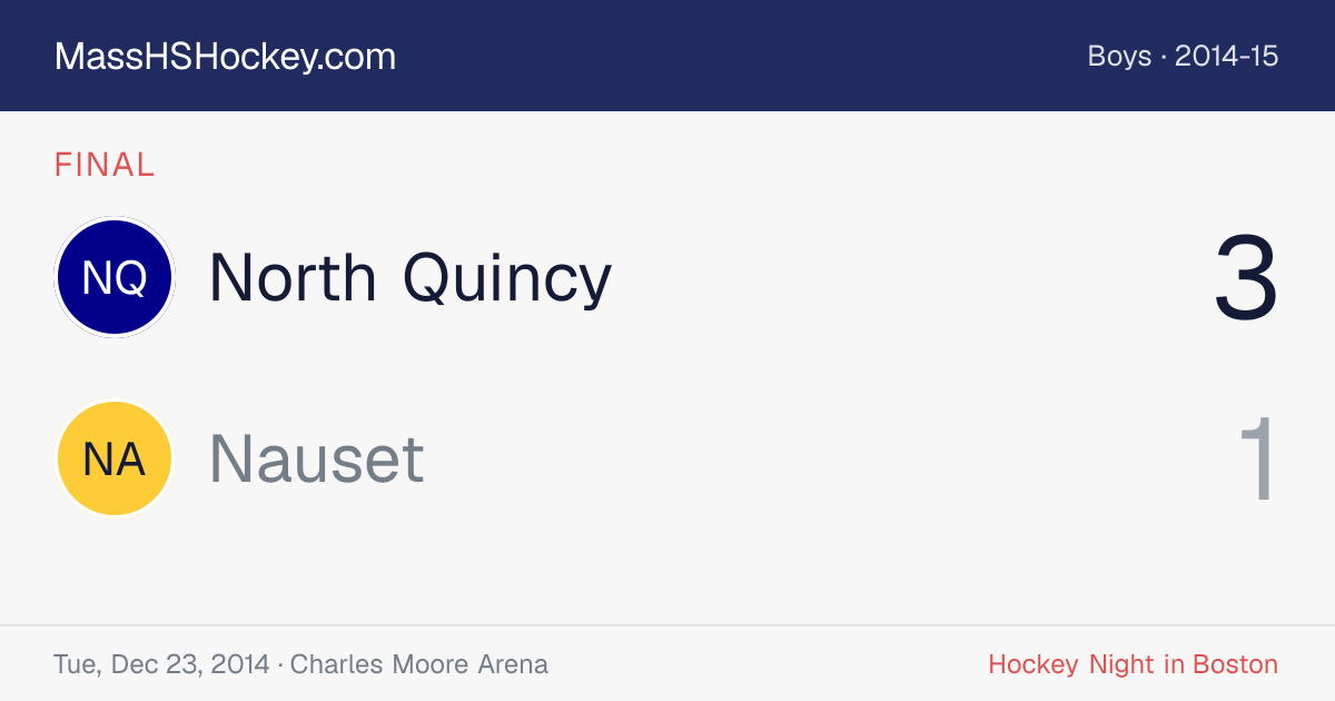 North Quincy at Nauset score card