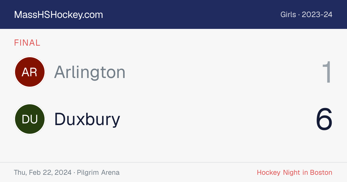 Arlington at Duxbury score card
