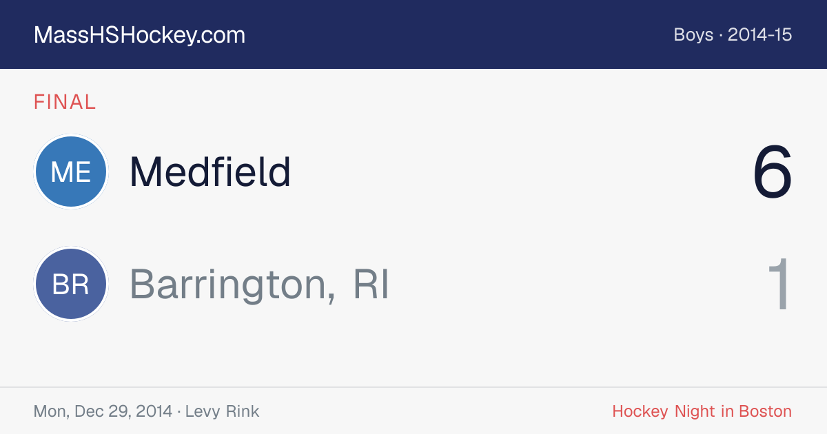 Medfield at Barrington, RI score card