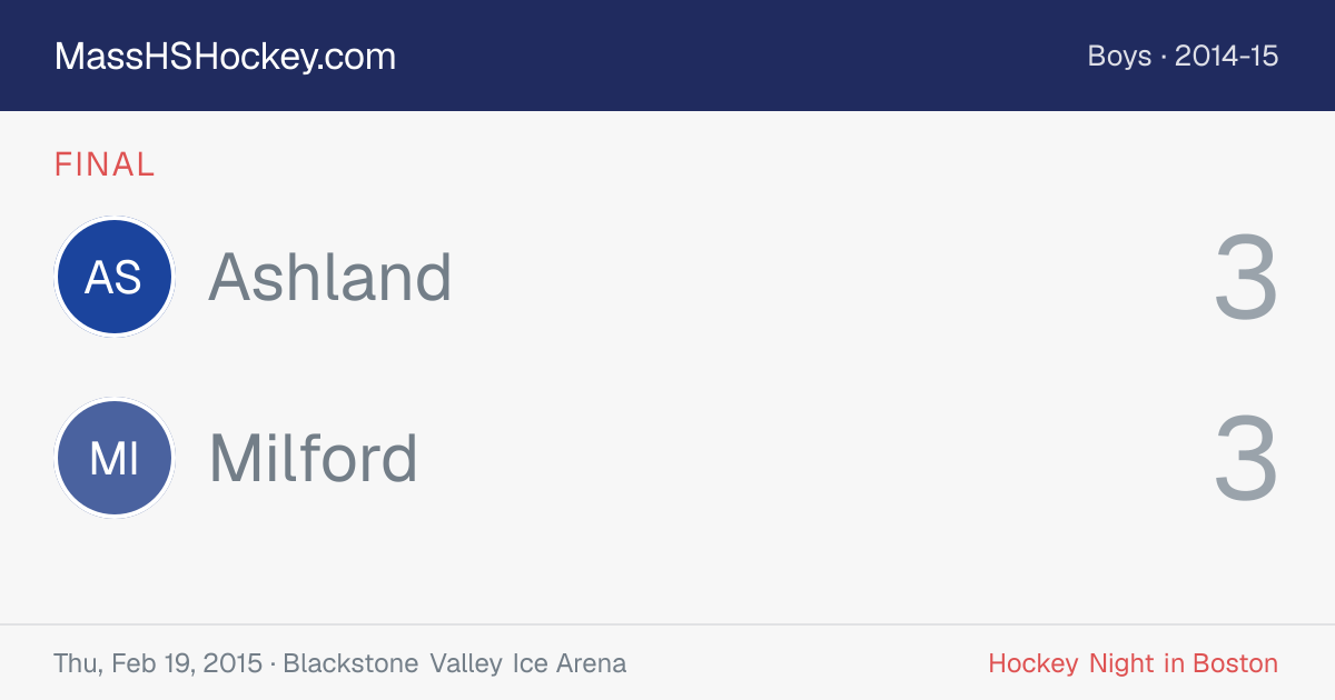 Ashland at Milford score card