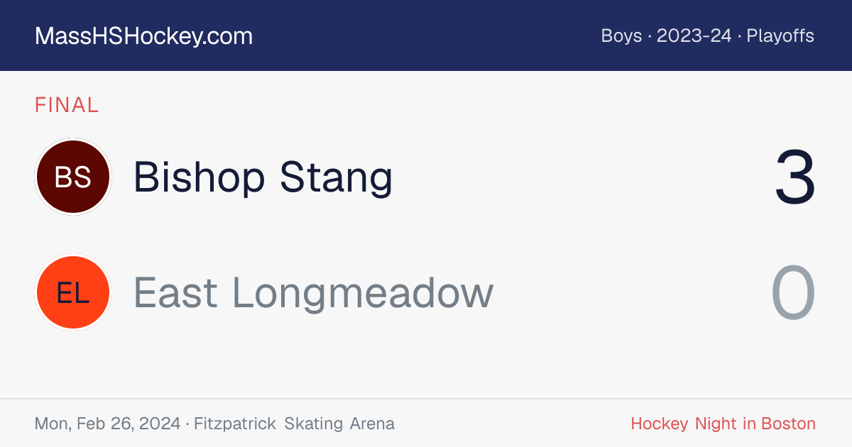 Bishop Stang at East Longmeadow score card