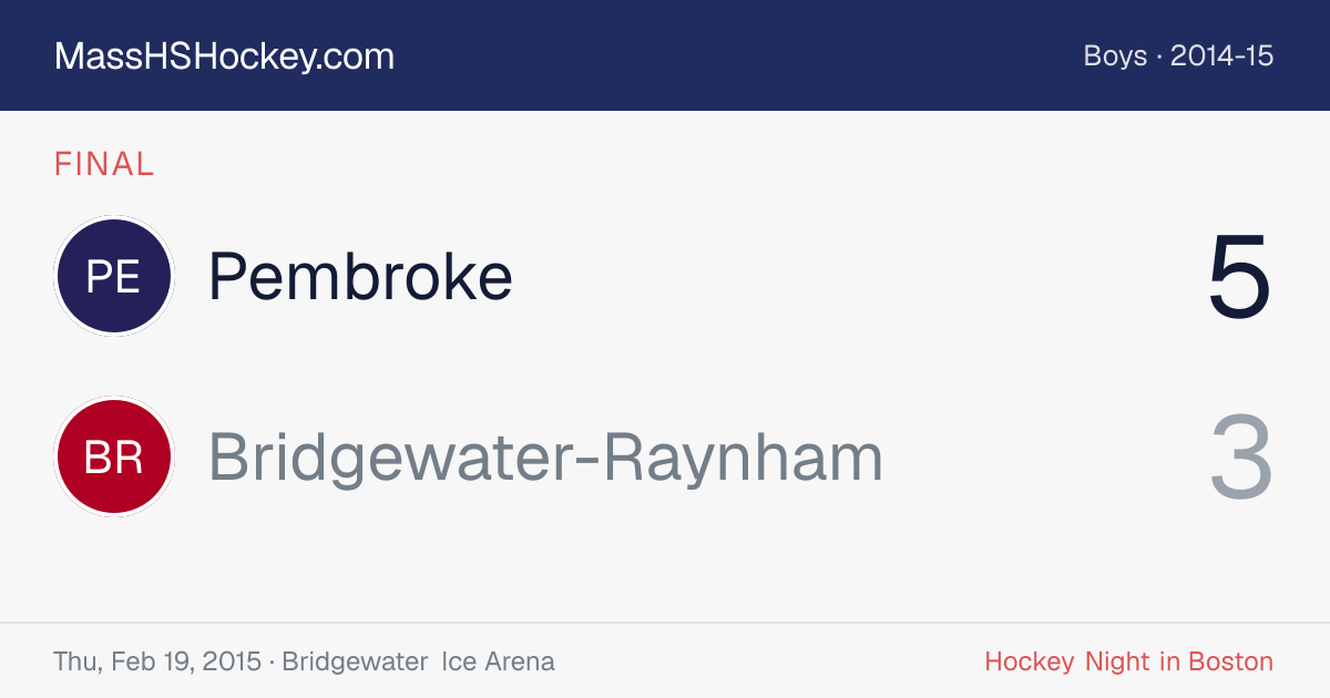 Pembroke at Bridgewater-Raynham score card