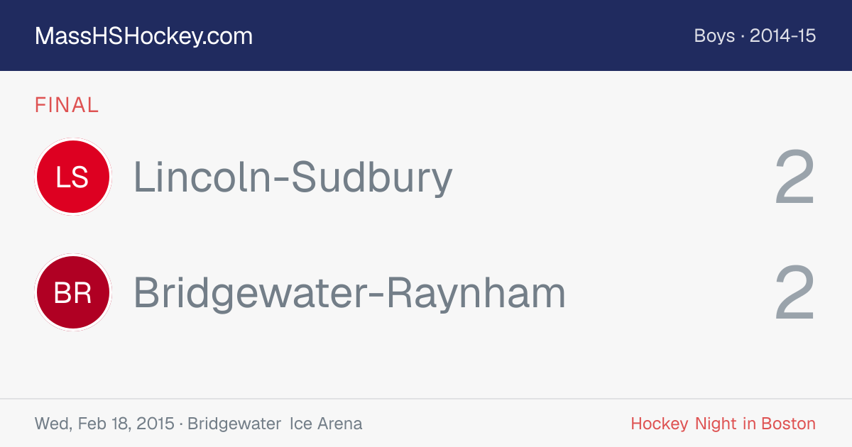 Lincoln-Sudbury at Bridgewater-Raynham score card