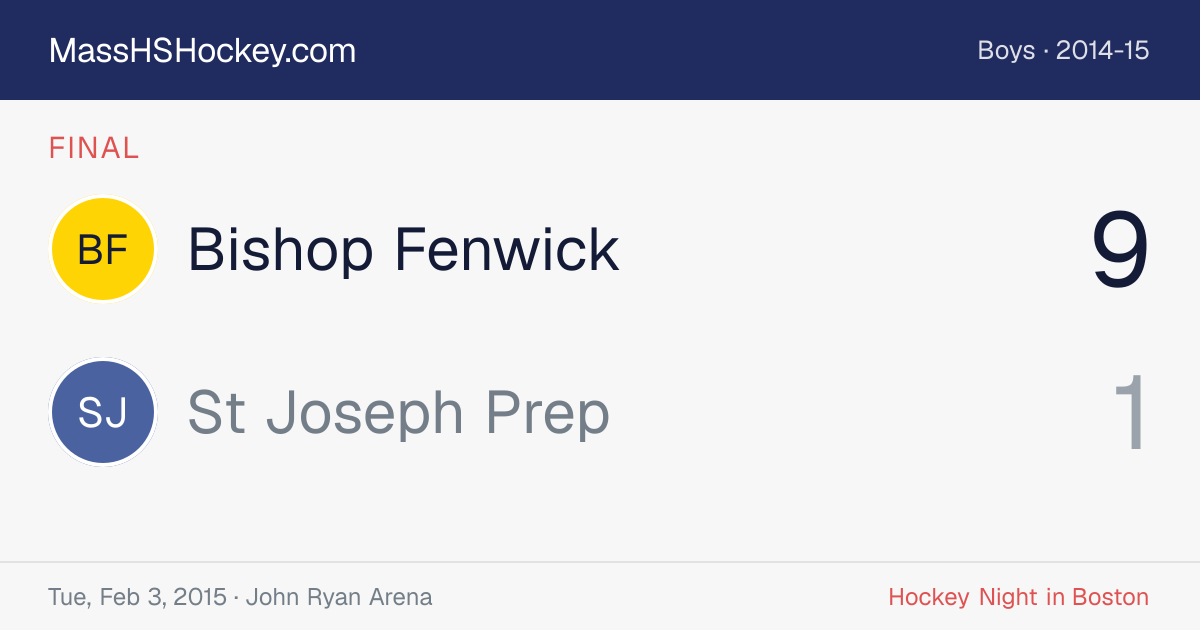 Bishop Fenwick at St Joseph Prep score card