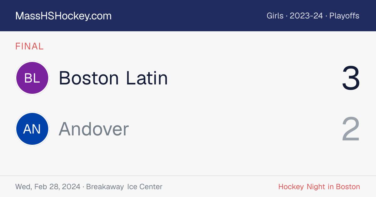 Boston Latin at Andover score card