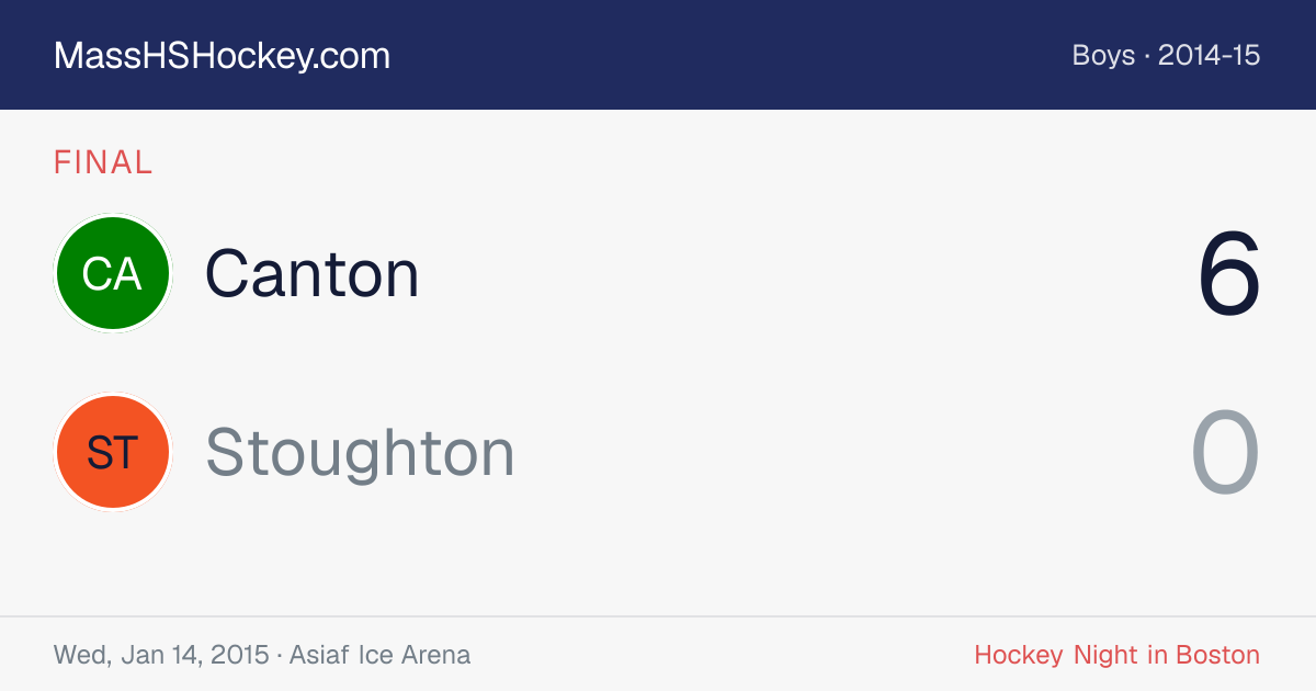 Canton at Stoughton score card