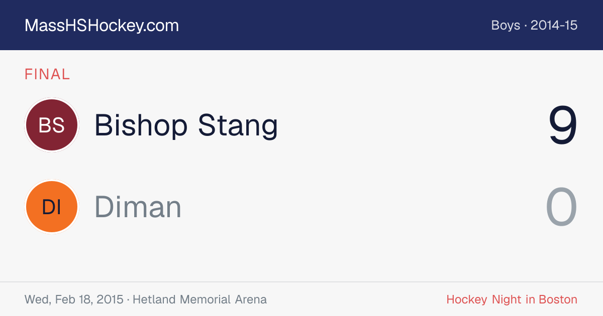 Bishop Stang at Diman score card
