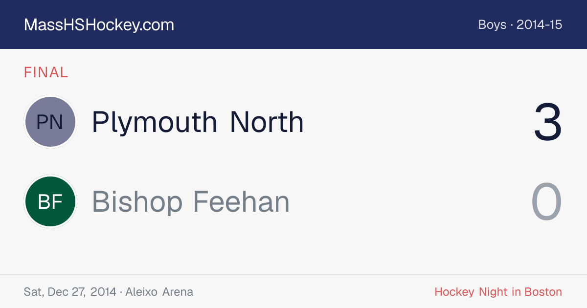 Plymouth North at Bishop Feehan score card