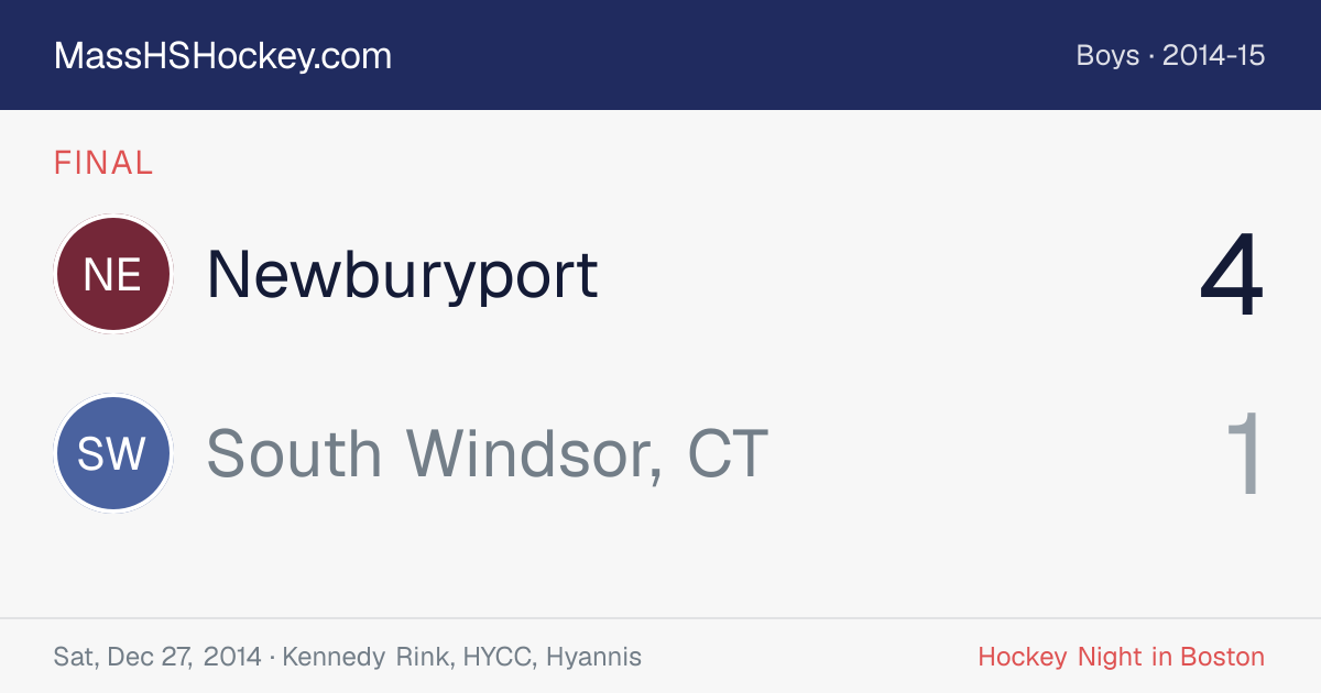 Newburyport at South Windsor, CT score card