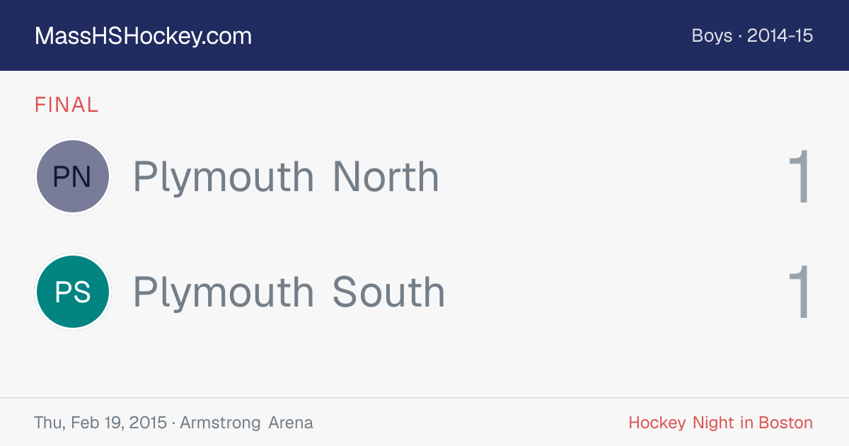Plymouth North at Plymouth South score card