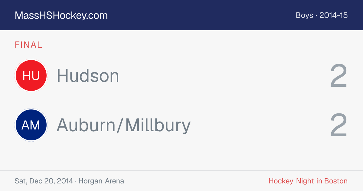 Hudson at Auburn/Millbury score card