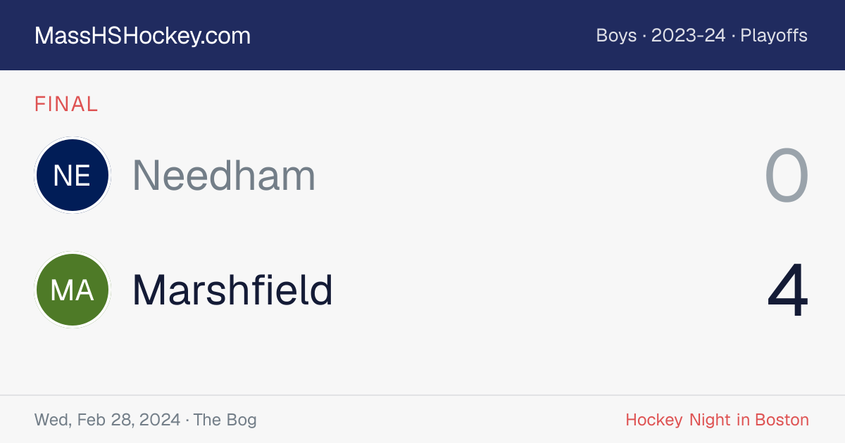 Needham at Marshfield score card