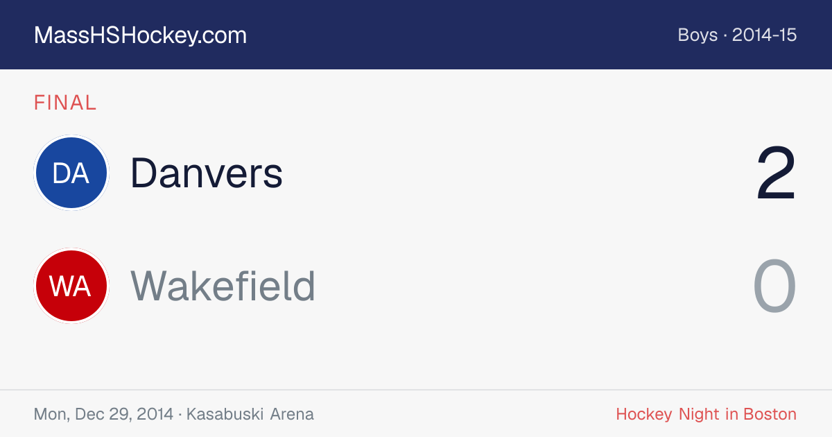 Danvers at Wakefield score card