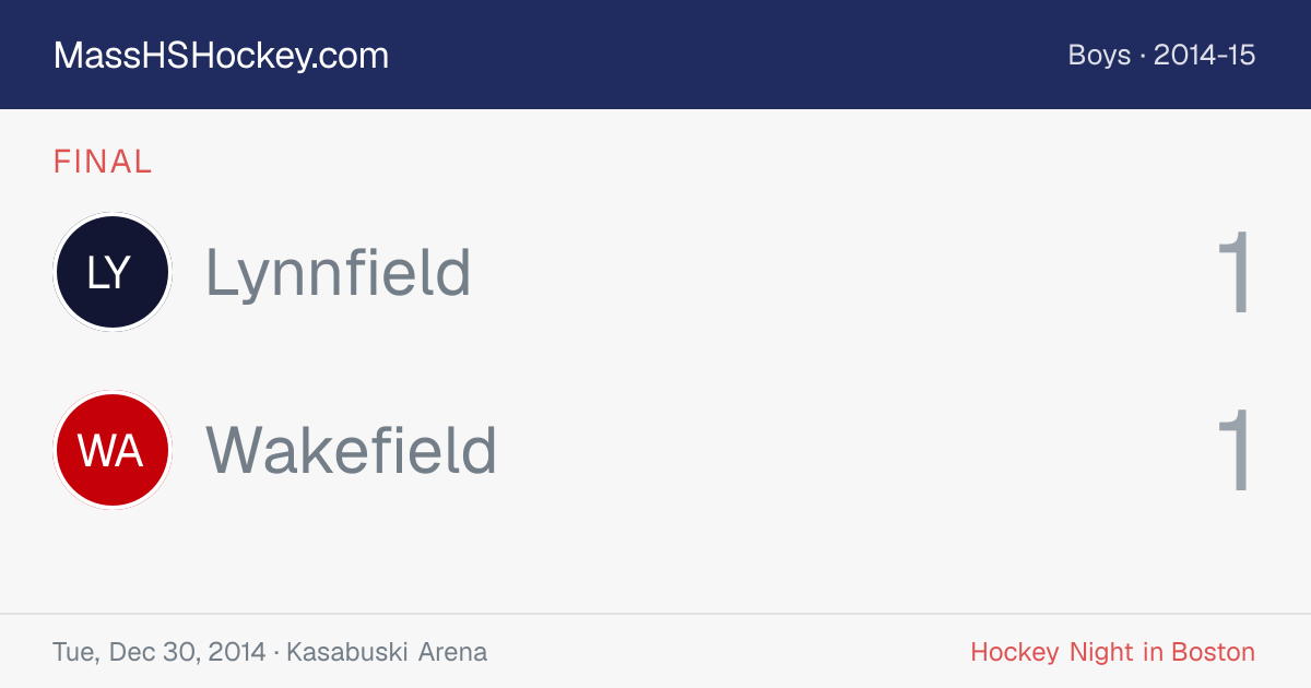 Lynnfield at Wakefield score card