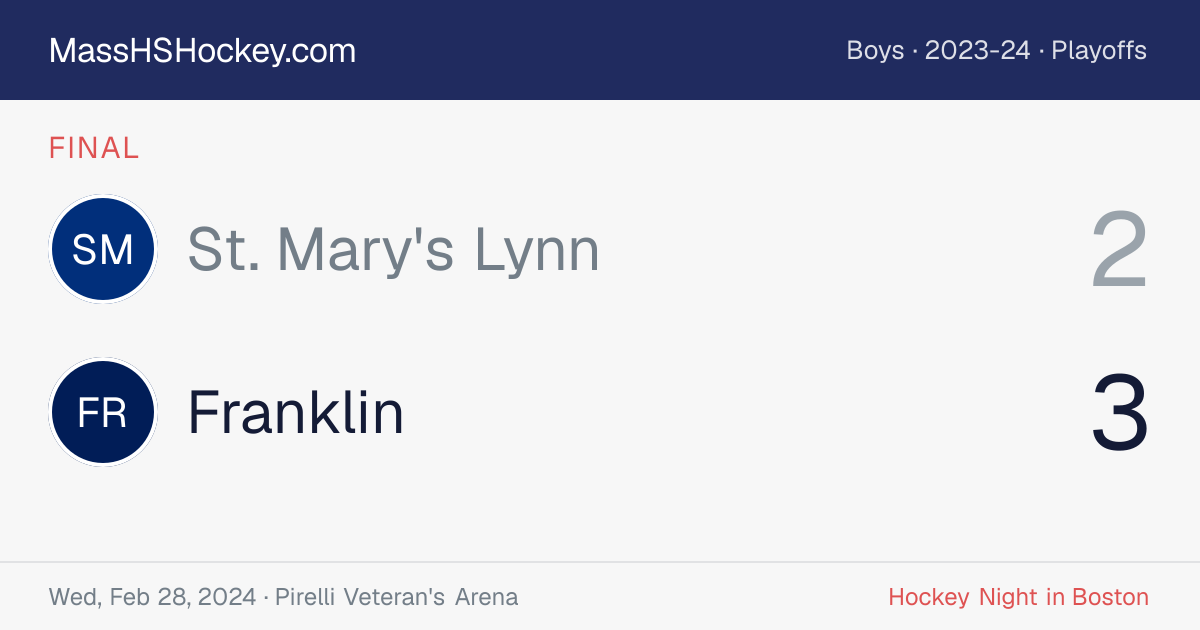 St. Mary's Lynn at Franklin score card