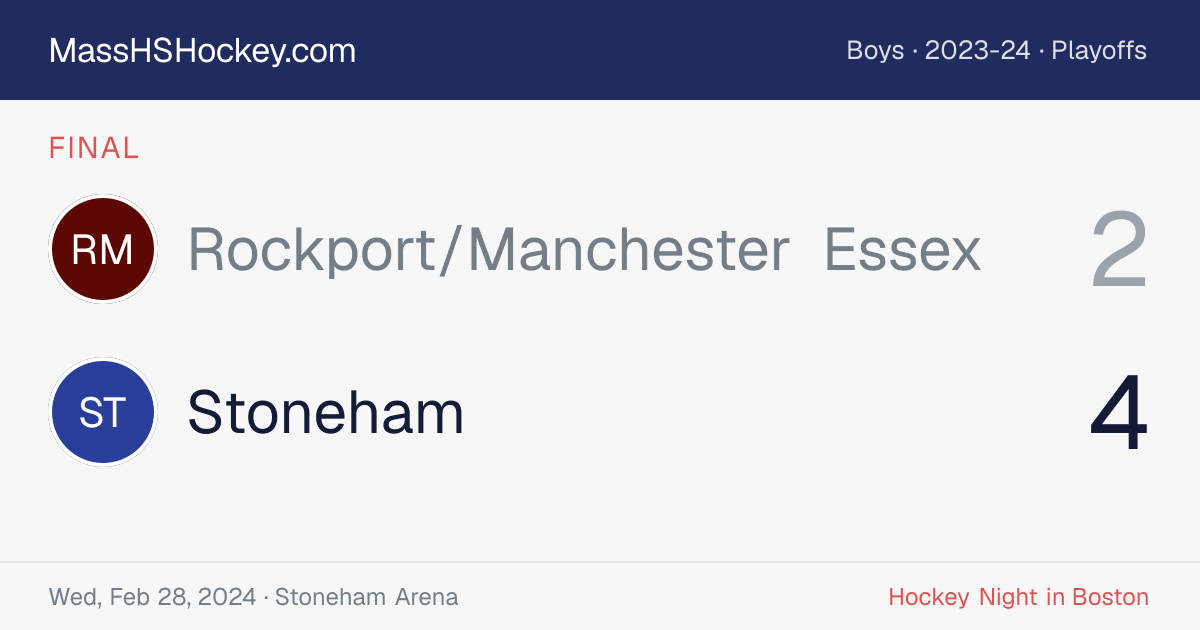 Rockport/Manchester Essex at Stoneham score card