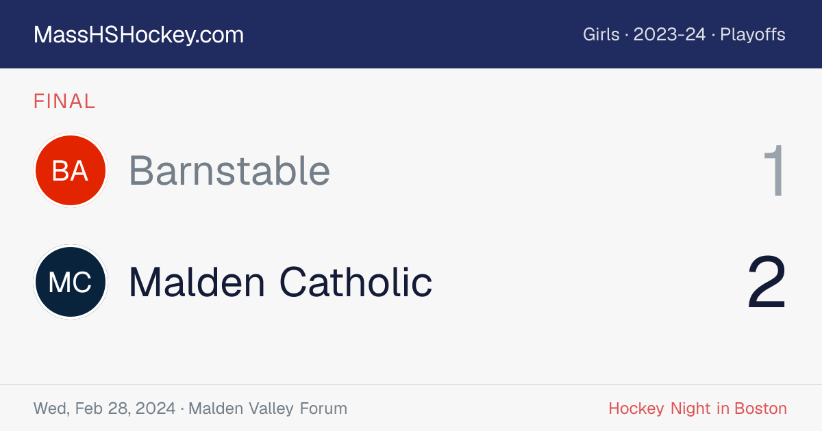 Barnstable at Malden Catholic score card