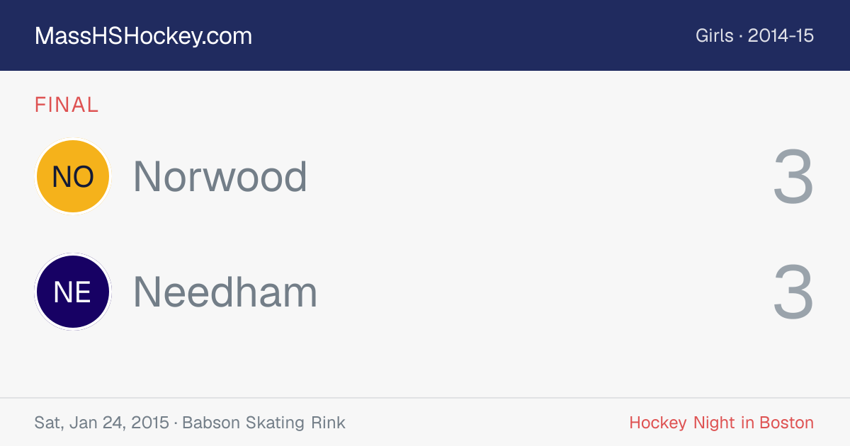 Norwood at Needham score card
