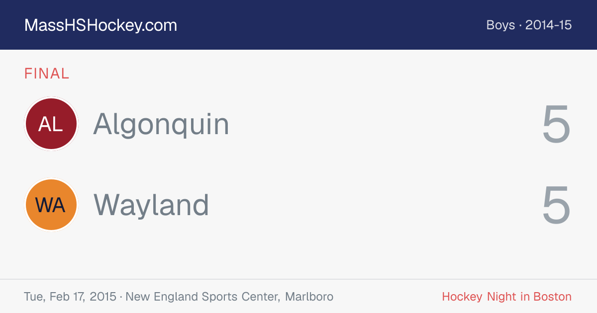 Algonquin at Wayland score card
