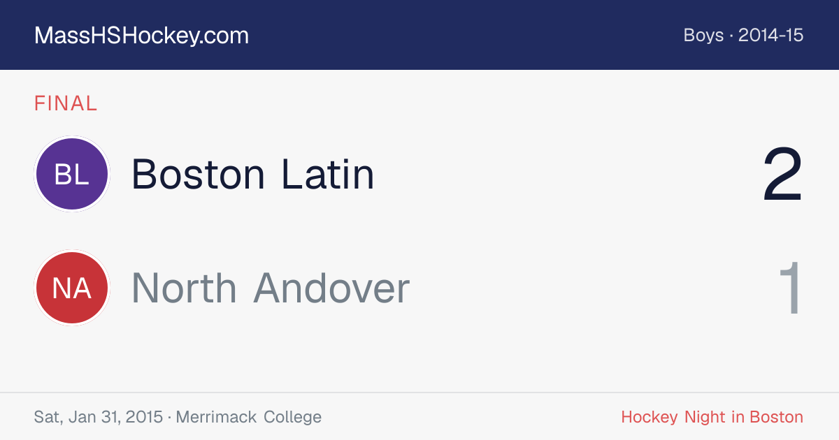 Boston Latin at North Andover score card