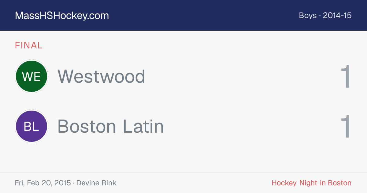 Westwood at Boston Latin score card