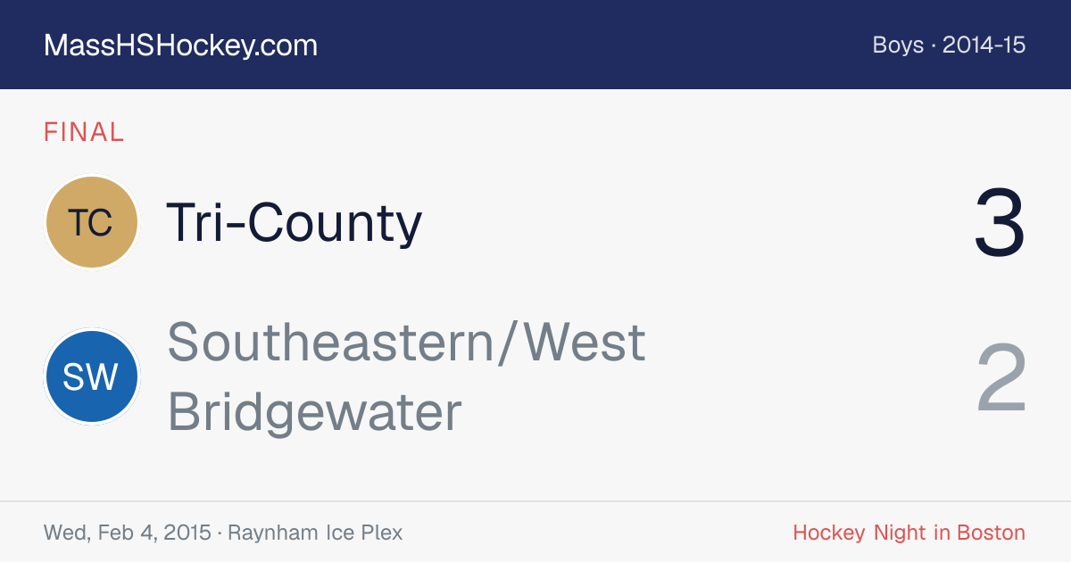 Tri-County at Southeastern/West Bridgewater score card