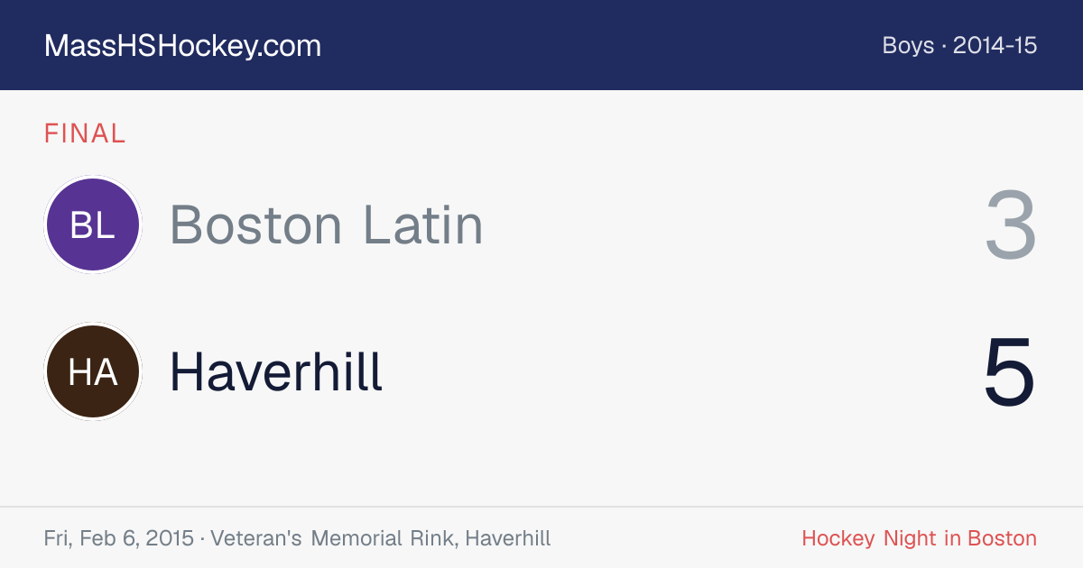 Boston Latin at Haverhill score card