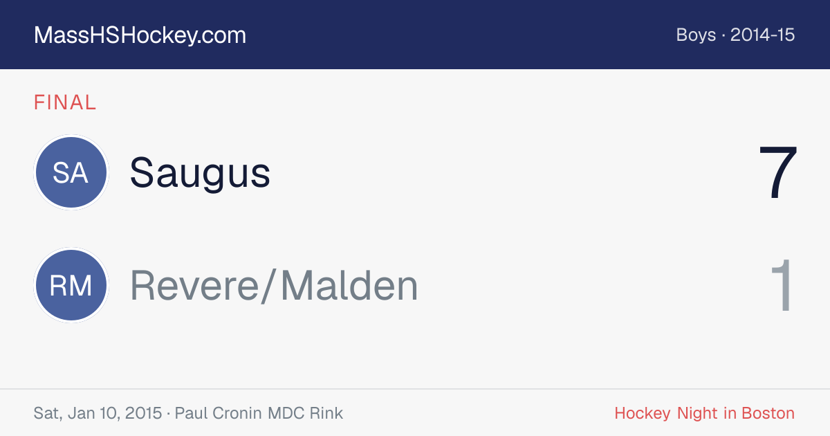Saugus at Revere/Malden score card