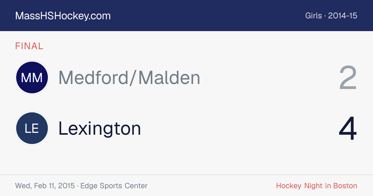 Medford/Malden at Lexington score card